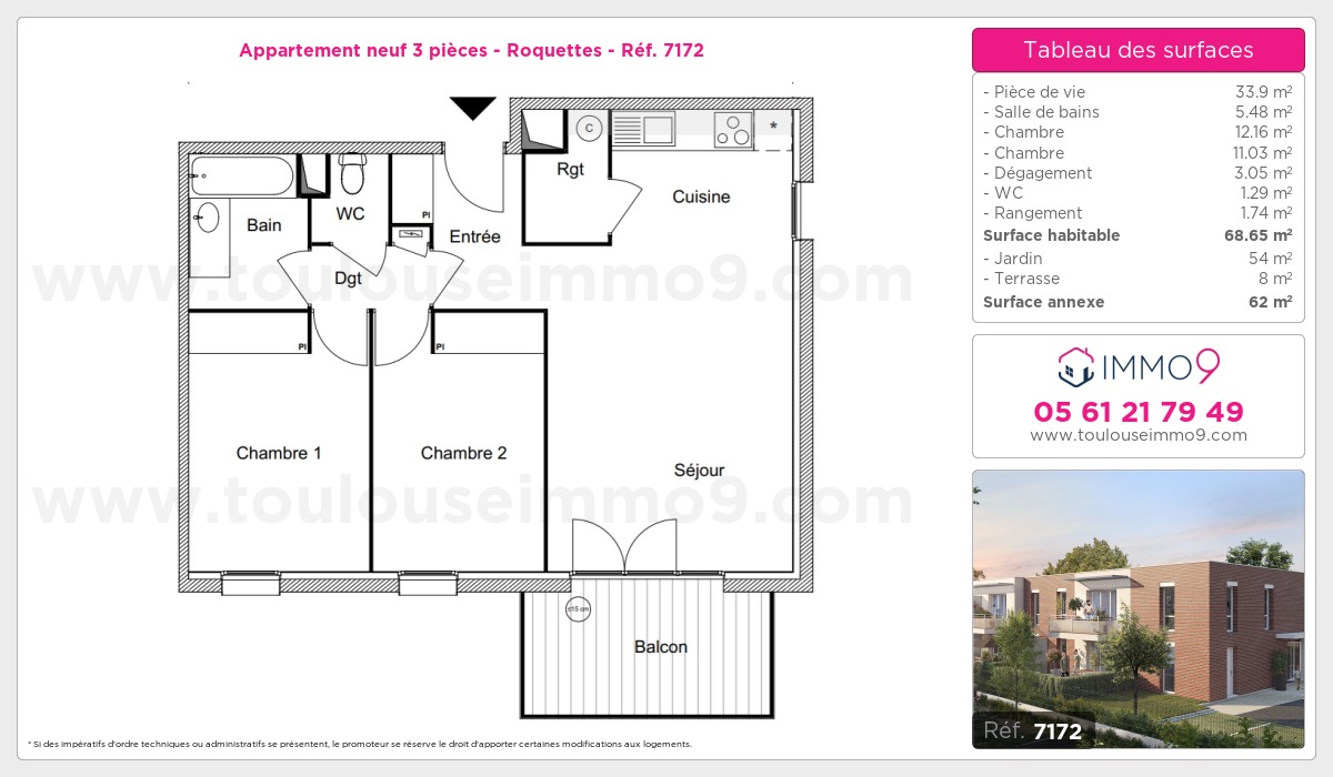 Plan et surfaces, Programme neuf Roquettes Référence n° 7172