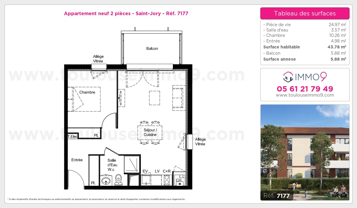 Plan et surfaces, Programme neuf Saint-Jory Référence n° 7177