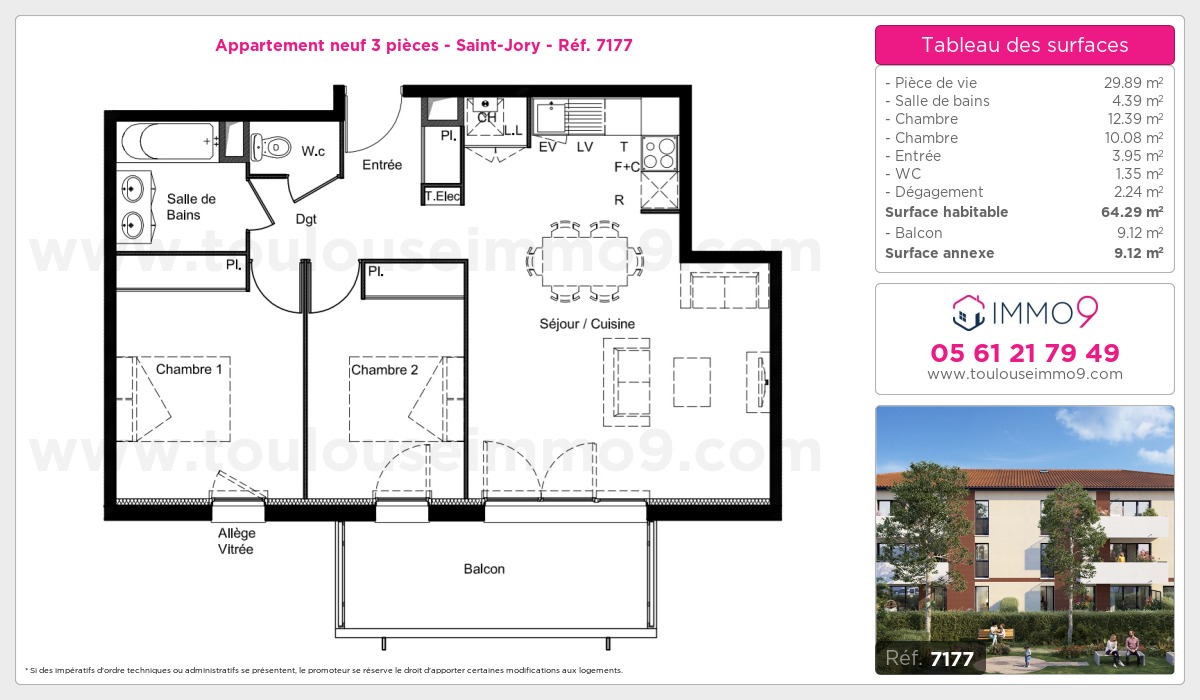 Plan et surfaces, Programme neuf Saint-Jory Référence n° 7177