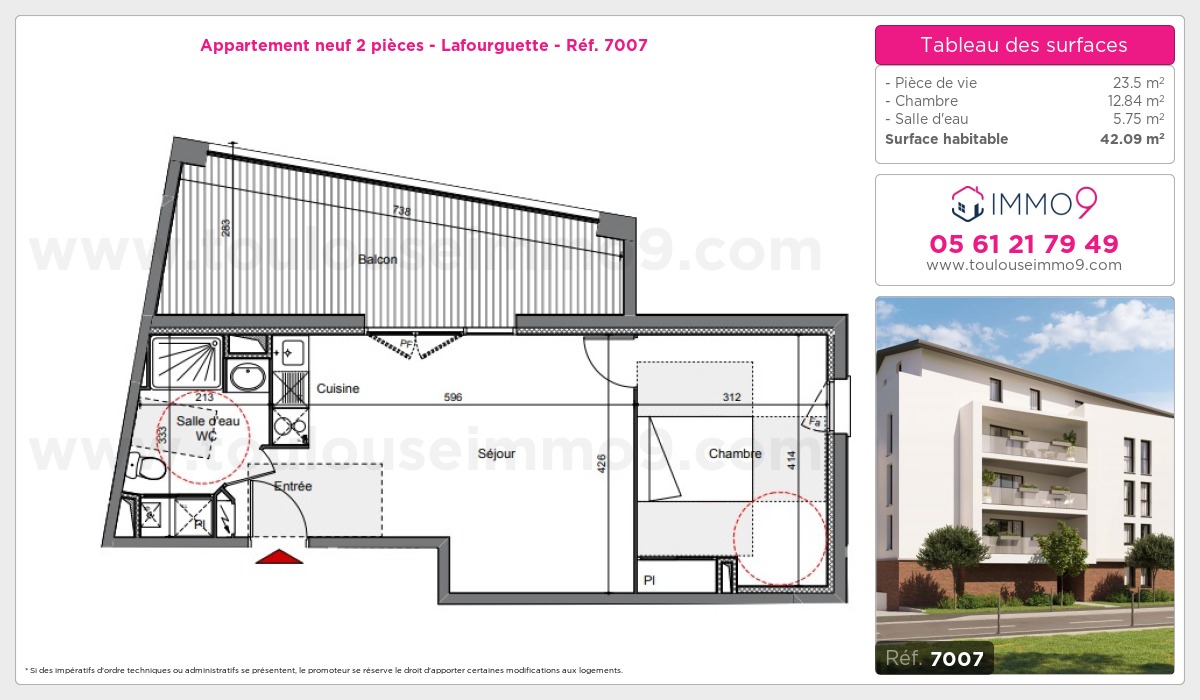 Plan et surfaces, Programme neuf Toulouse : Lafourguette Référence n° 7007