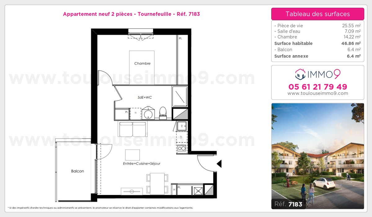 Plan et surfaces, Programme neuf Tournefeuille Référence n° 7183