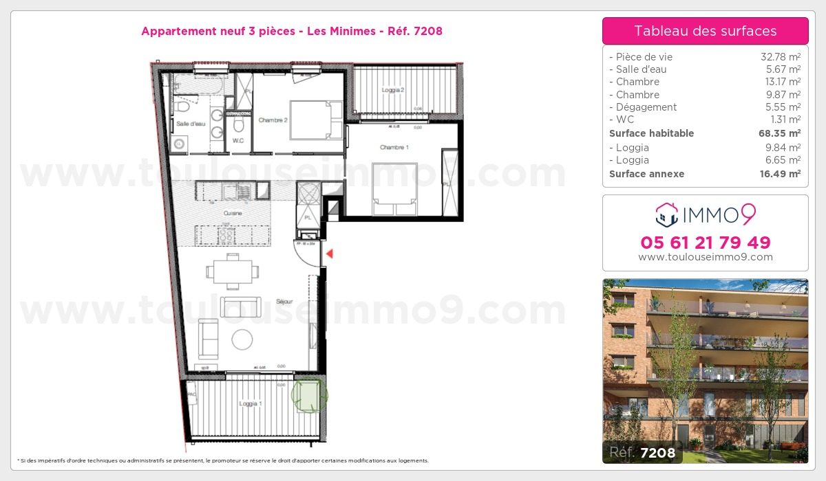 Plan et surfaces, Programme neuf Toulouse : Minimes Référence n° 7208