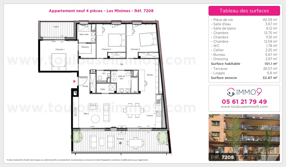 Plan et surfaces, Programme neuf Toulouse : Minimes Référence n° 7208