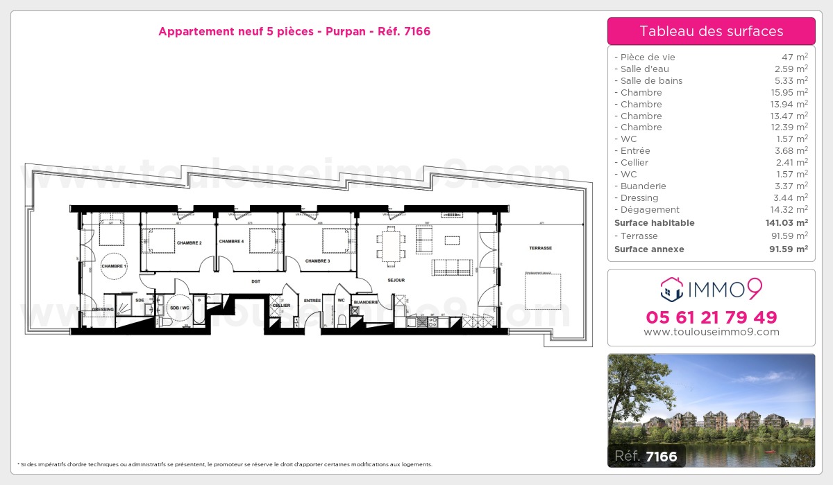 Plan et surfaces, Programme neuf Toulouse : Purpan Référence n° 7166
