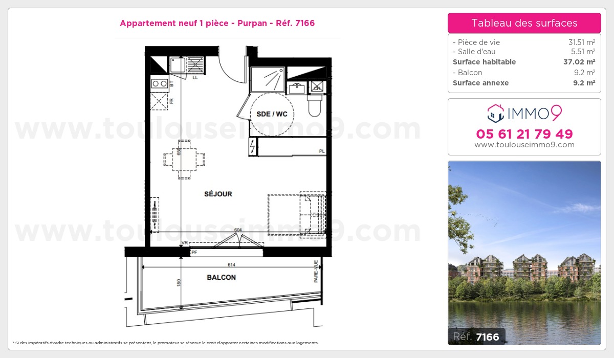 Plan et surfaces, Programme neuf Toulouse : Purpan Référence n° 7166