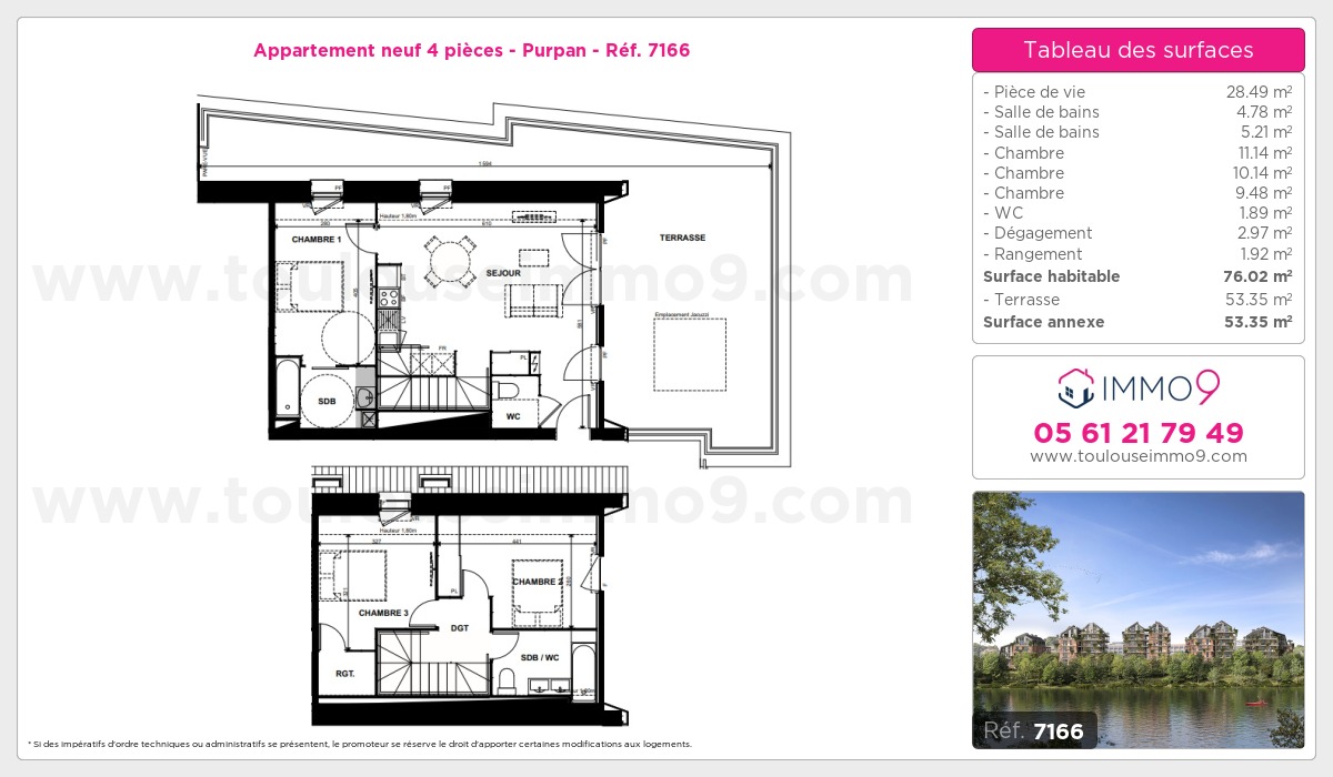 Plan et surfaces, Programme neuf Toulouse : Purpan Référence n° 7166