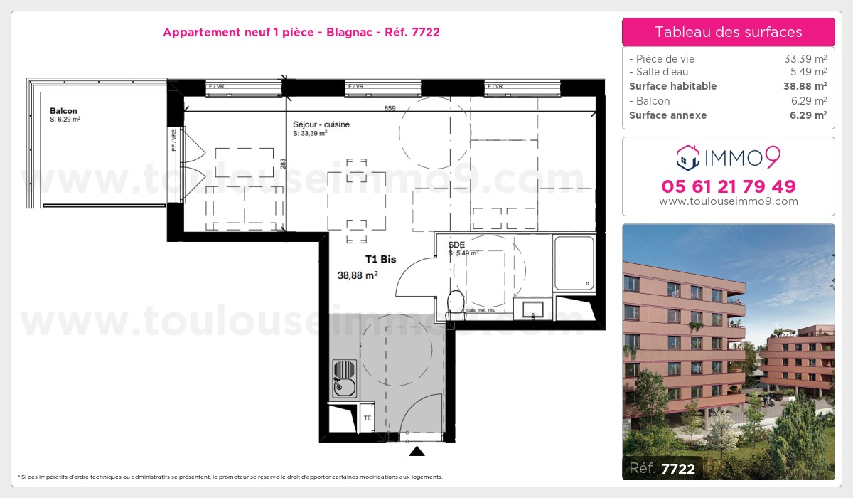 Plan et surfaces, Programme neuf Blagnac Référence n° 7722