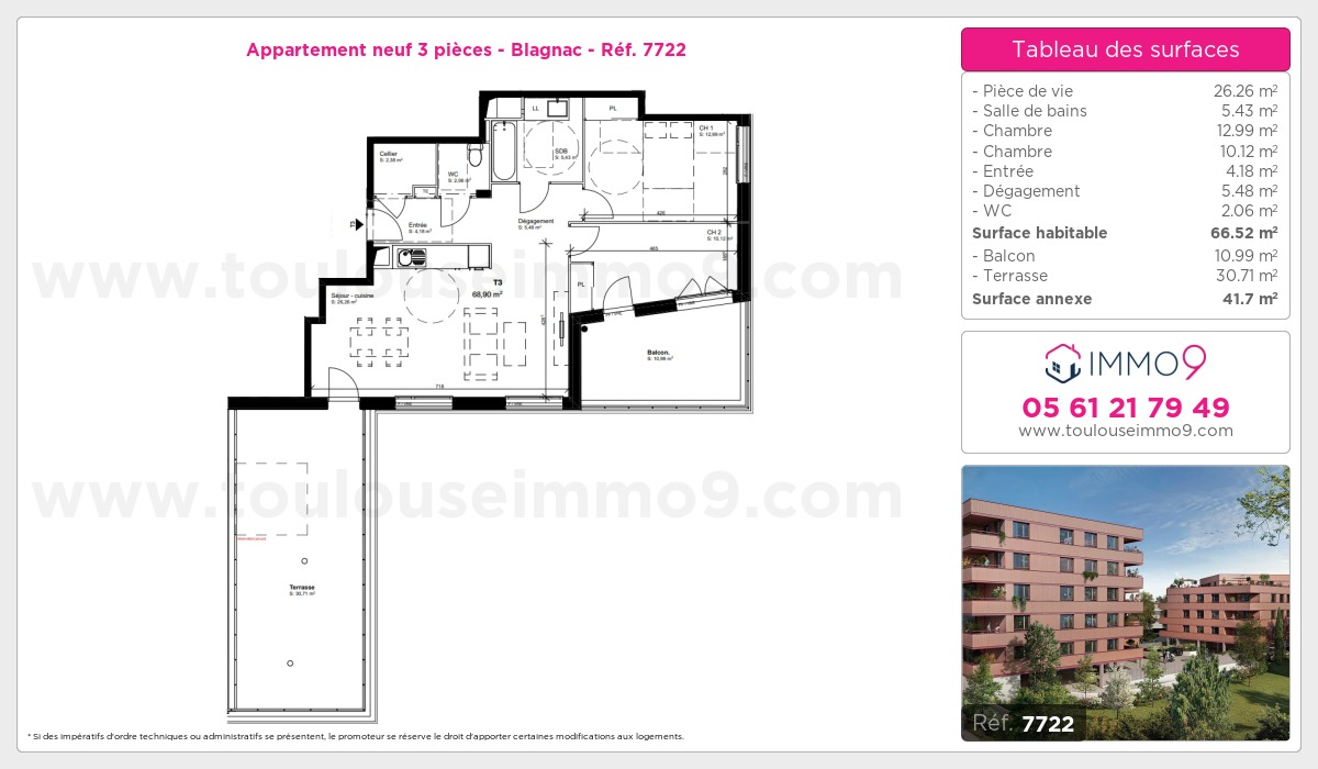 Plan et surfaces, Programme neuf Blagnac Référence n° 7722