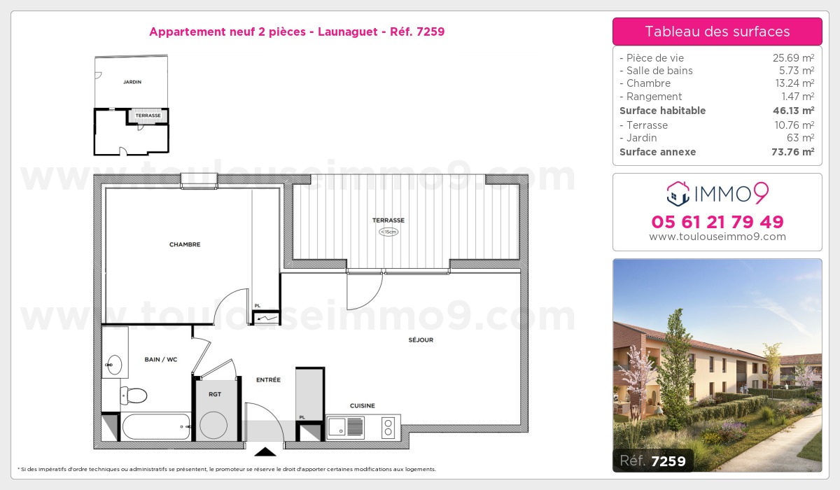 Plan et surfaces, Programme neuf Launaguet Référence n° 7259