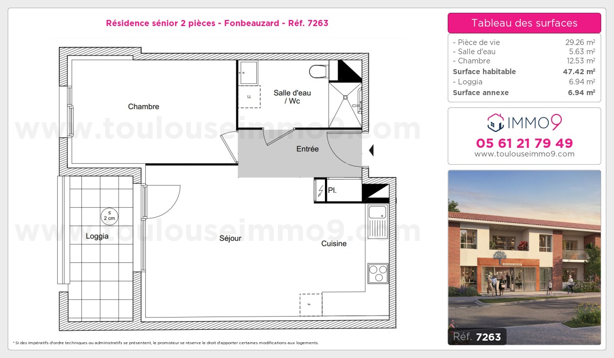 Plan et surfaces, Programme neuf Fonbeauzard Référence n° 7263