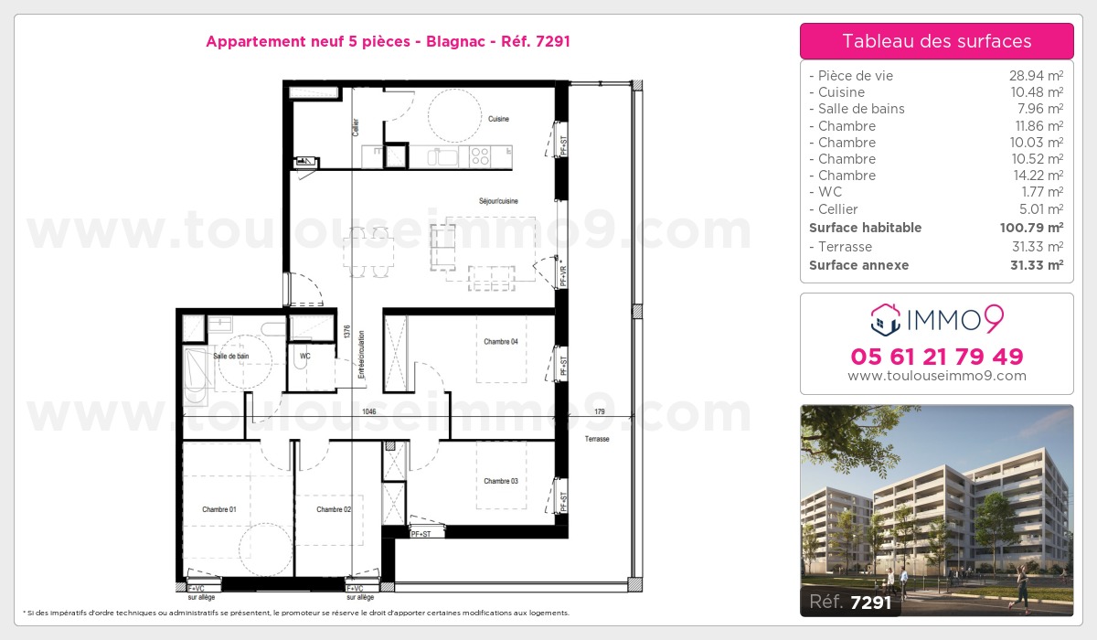 Plan et surfaces, Programme neuf Blagnac Référence n° 7291