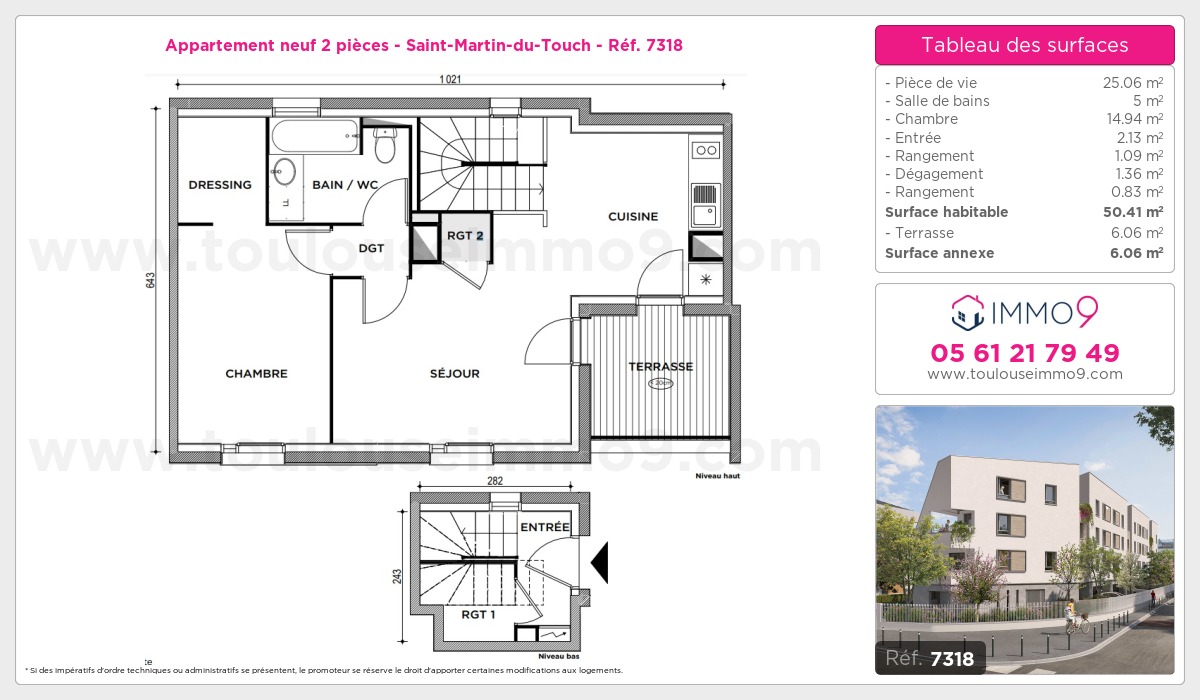 Plan et surfaces, Programme neuf Toulouse : Saint-Martin-du-Touch Référence n° 7318
