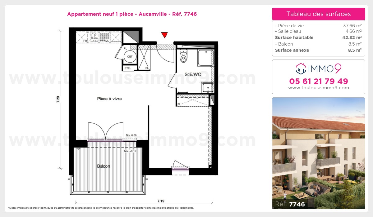 Plan et surfaces, Programme neuf Aucamville Référence n° 7746