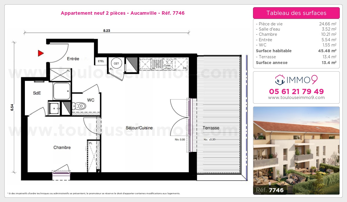 Plan et surfaces, Programme neuf Aucamville Référence n° 7746