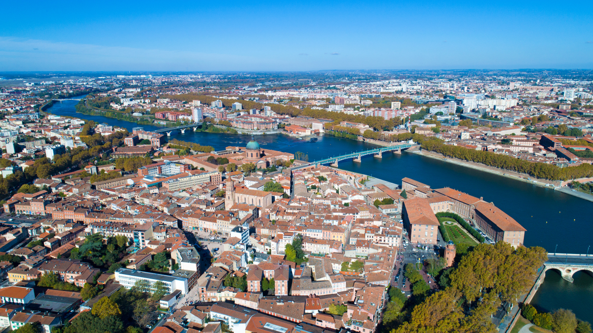 vue du ciel des quartiers toulousains en zone A Pinel plus