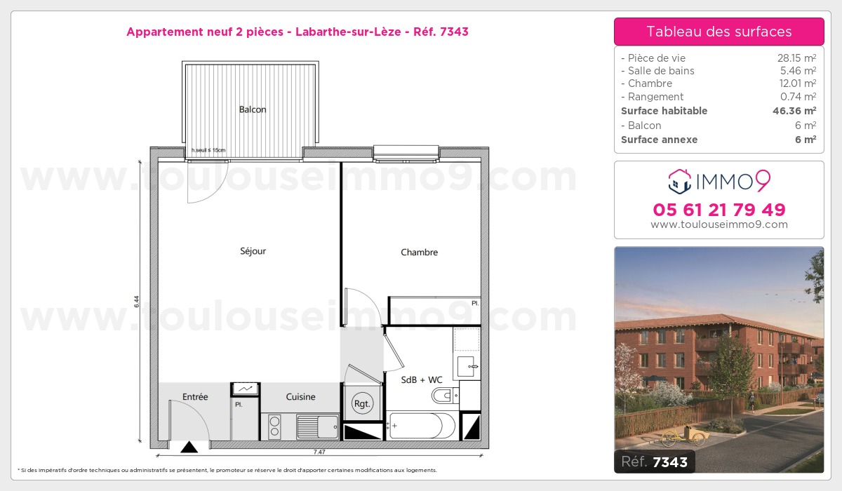 Plan et surfaces, Programme neuf Labarthe-sur-Lèze Référence n° 7343