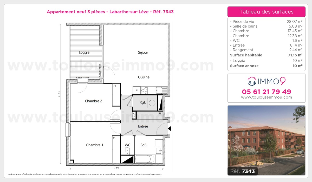 Plan et surfaces, Programme neuf Labarthe-sur-Lèze Référence n° 7343