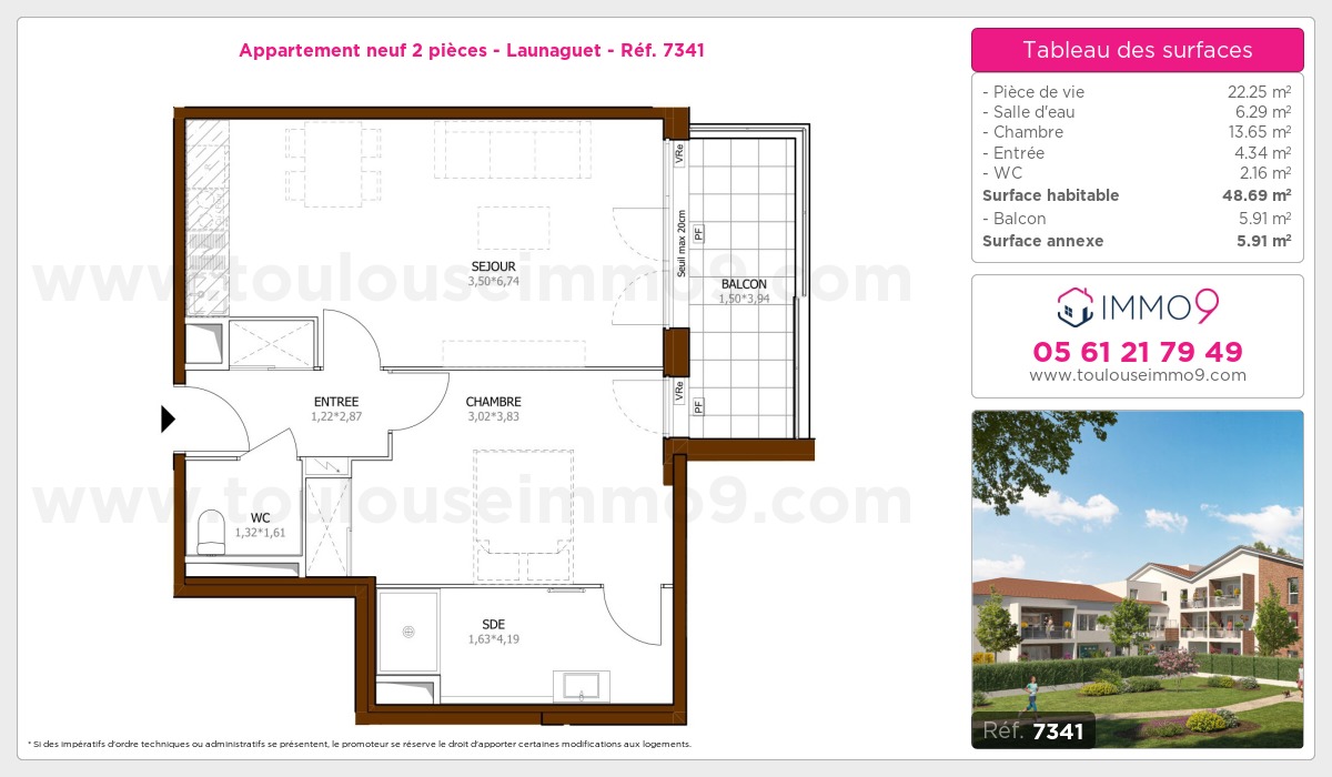 Plan et surfaces, Programme neuf Launaguet Référence n° 7341