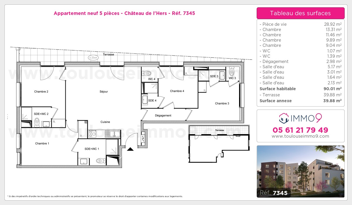 Plan et surfaces, Programme neuf Toulouse : Château de l'Hers Référence n° 7345