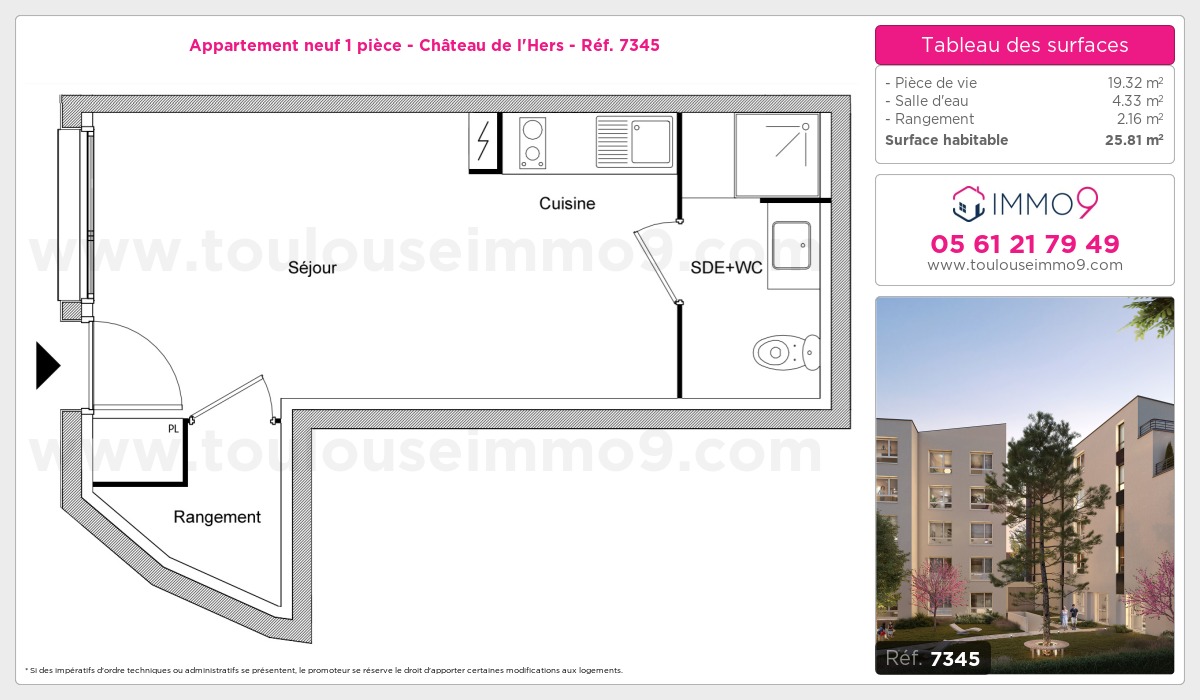 Plan et surfaces, Programme neuf Toulouse : Château de l'Hers Référence n° 7345