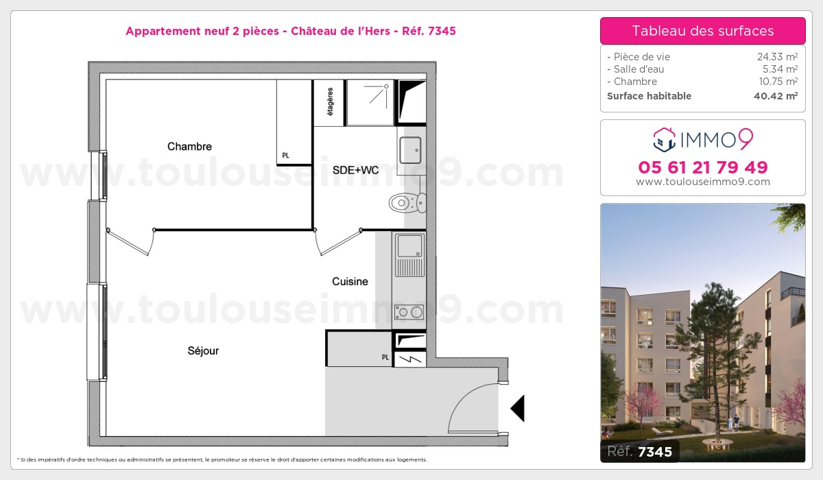 Plan et surfaces, Programme neuf Toulouse : Château de l'Hers Référence n° 7345