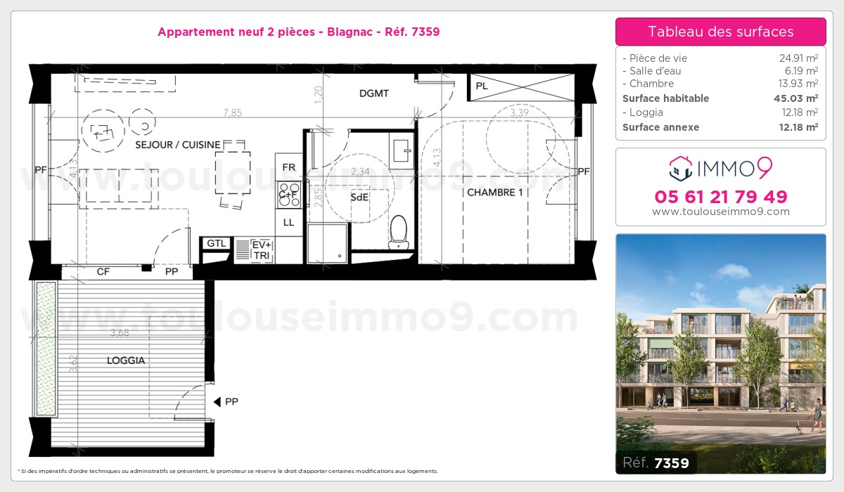 Plan et surfaces, Programme neuf Blagnac Référence n° 7359