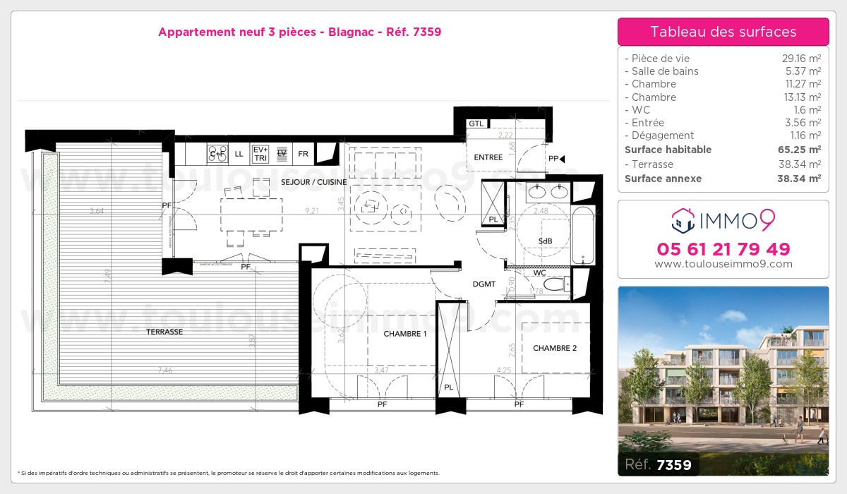 Plan et surfaces, Programme neuf Blagnac Référence n° 7359