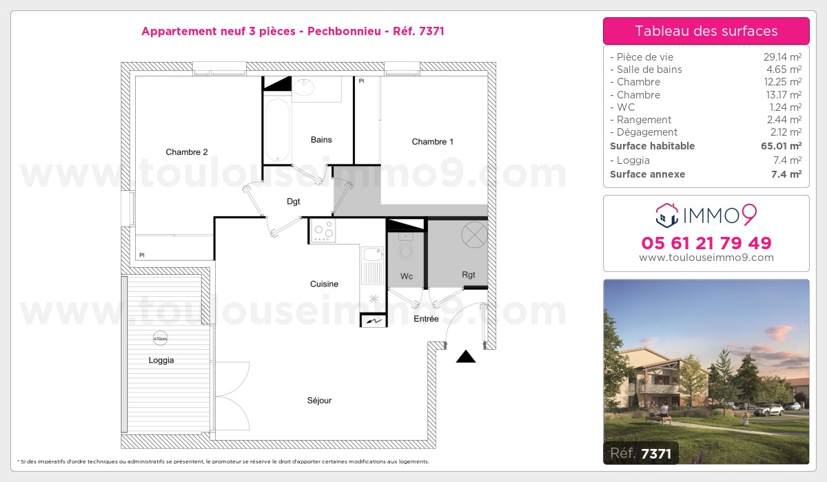 Plan et surfaces, Programme neuf Pechbonnieu Référence n° 7371