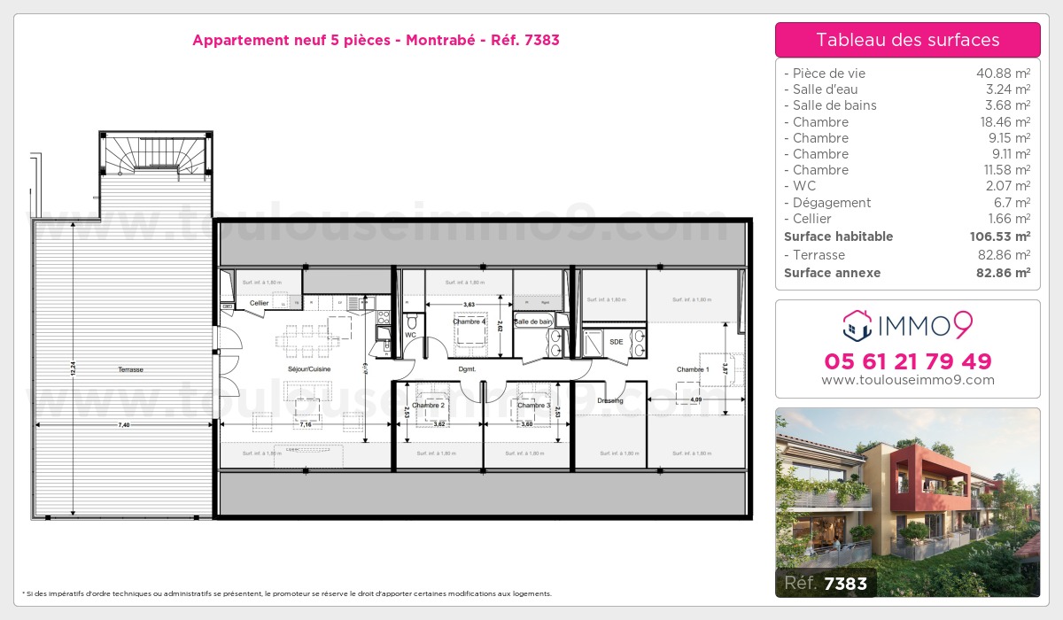 Plan et surfaces, Programme neuf Montrabé Référence n° 7383