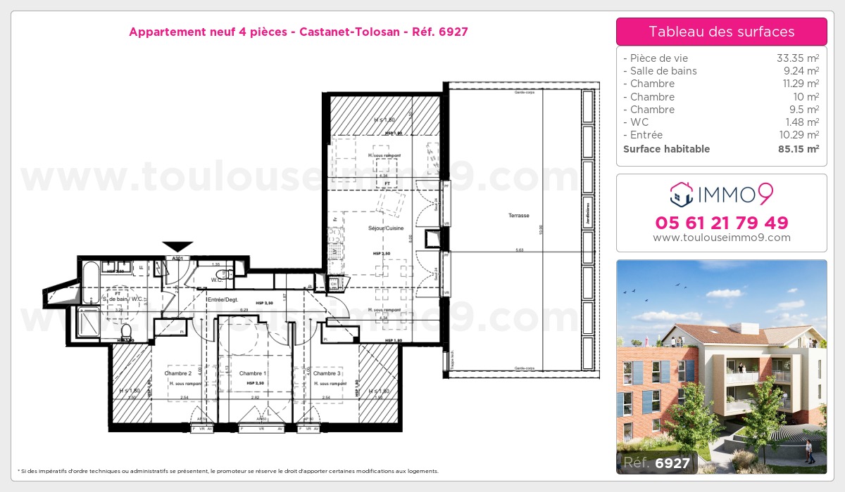 Plan et surfaces, Programme neuf Castanet-Tolosan Référence n° 6927