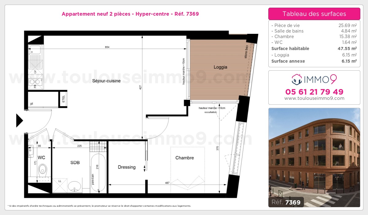 Plan et surfaces, Programme neuf Toulouse : Hyper-centre Référence n° 7369