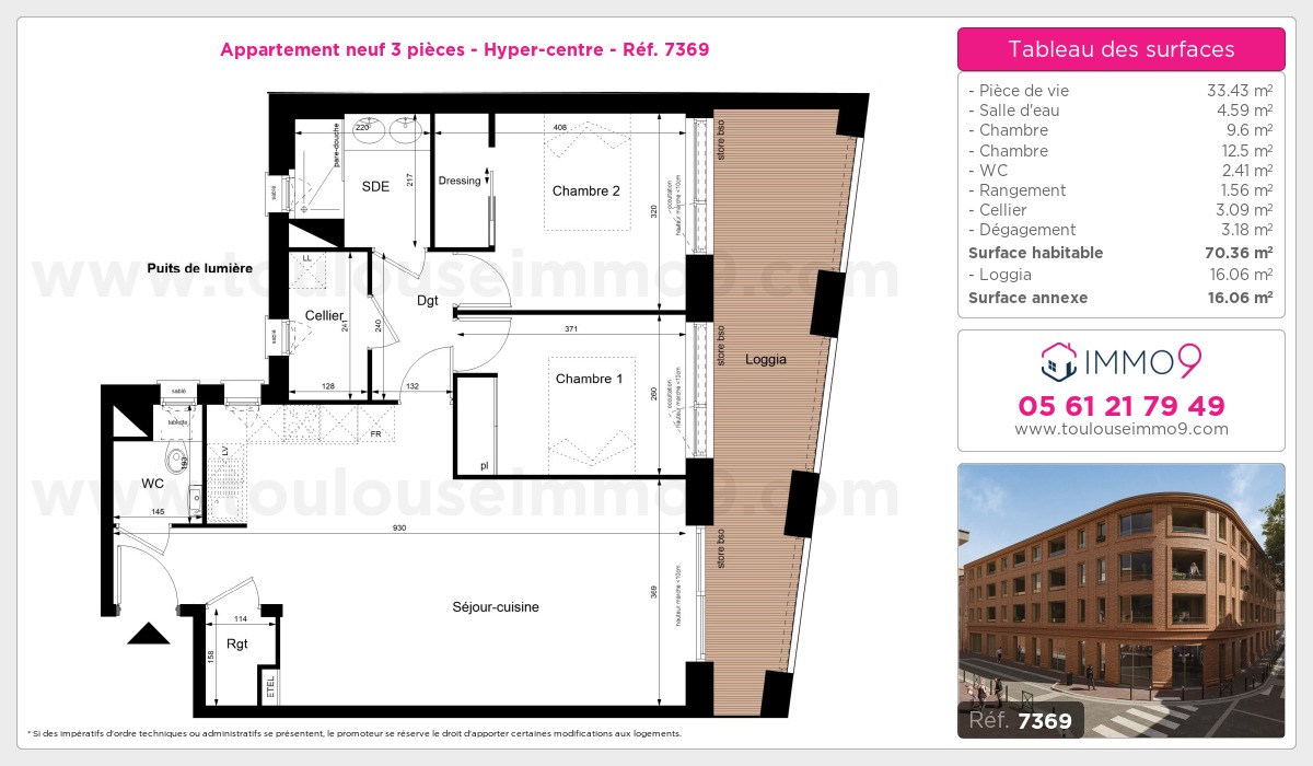 Plan et surfaces, Programme neuf Toulouse : Hyper-centre Référence n° 7369