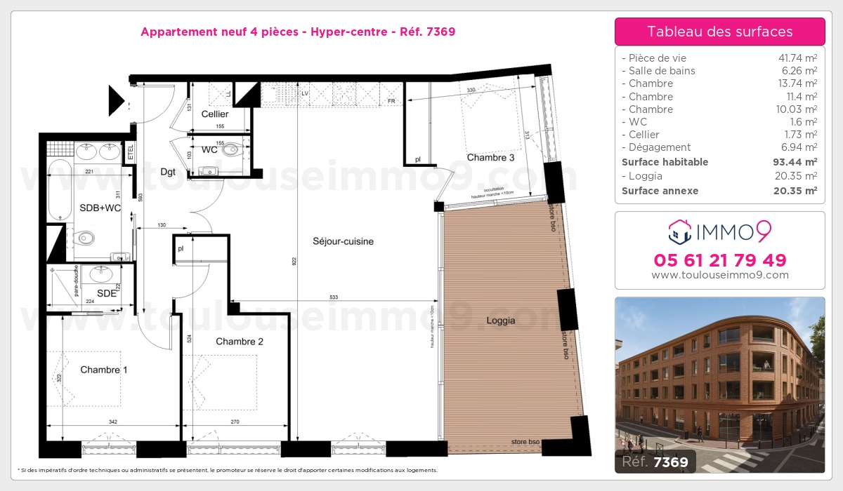 Plan et surfaces, Programme neuf Toulouse : Hyper-centre Référence n° 7369