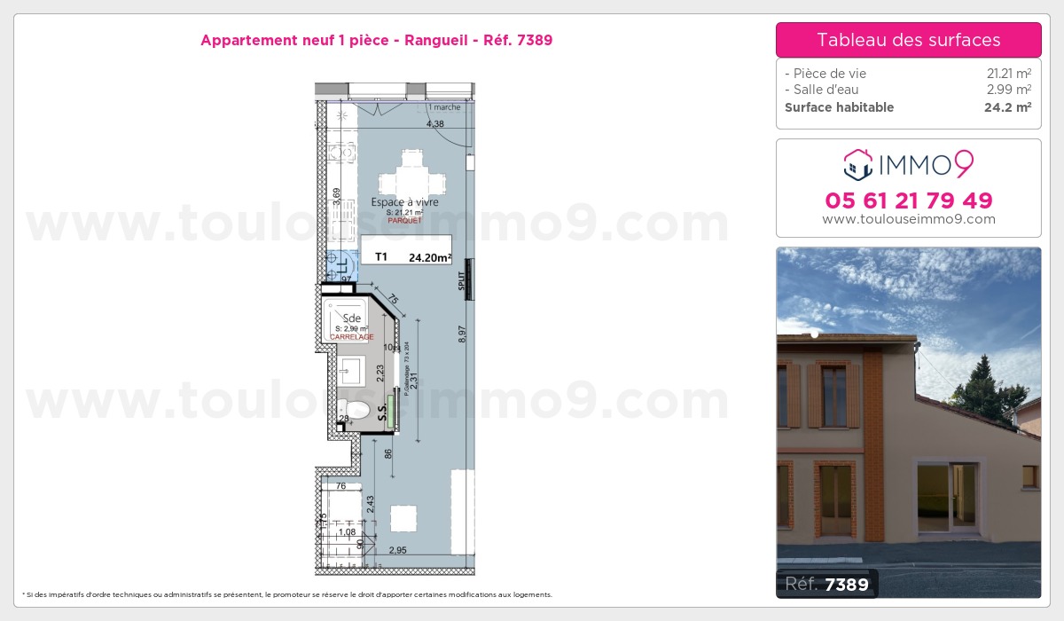 Plan et surfaces, Programme neuf Toulouse : Rangueil Référence n° 7389
