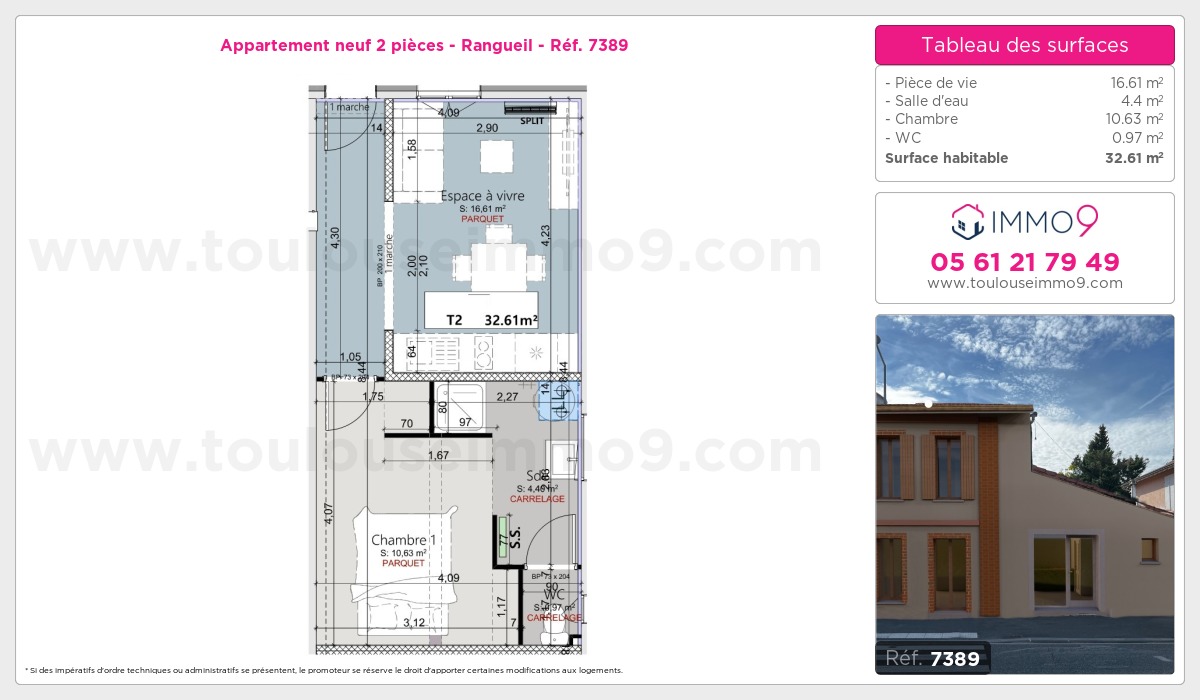Plan et surfaces, Programme neuf Toulouse : Rangueil Référence n° 7389