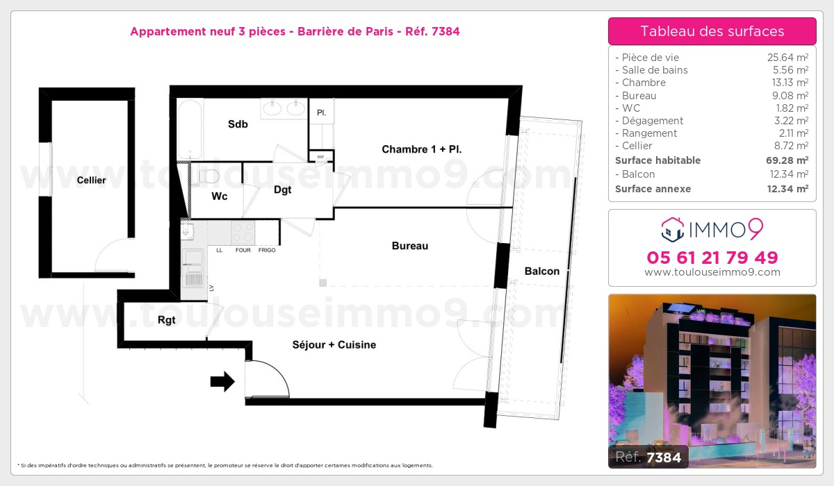 Plan et surfaces, Programme neuf Toulouse : Barrière de Paris Référence n° 7384