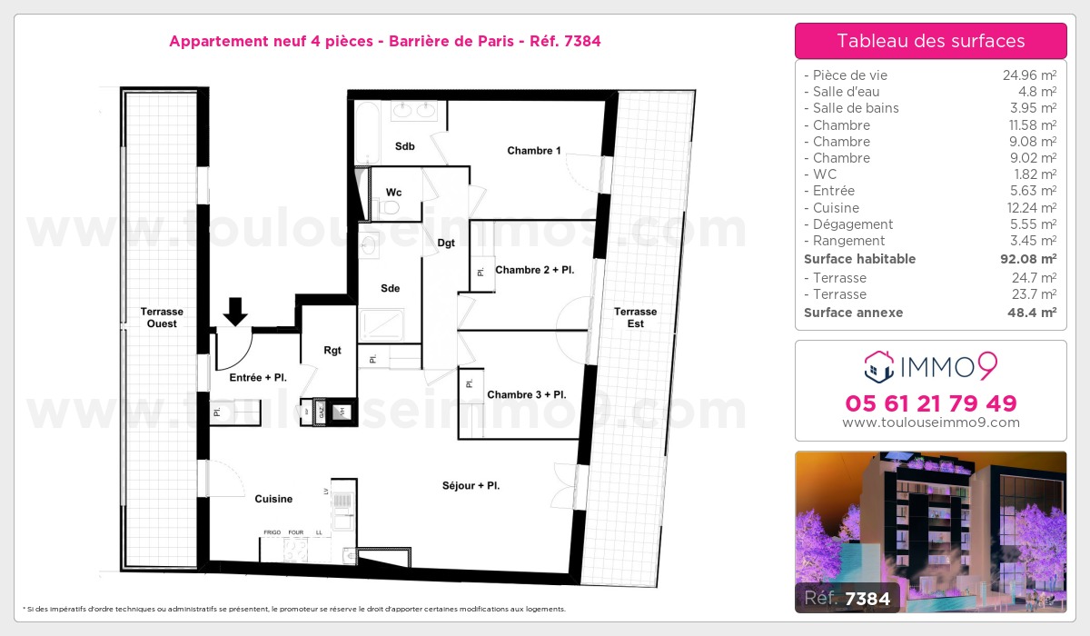 Plan et surfaces, Programme neuf Toulouse : Barrière de Paris Référence n° 7384