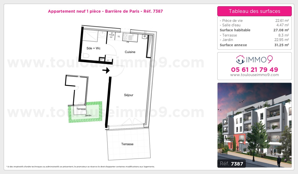 Plan et surfaces, Programme neuf Toulouse : Barrière de Paris Référence n° 7387