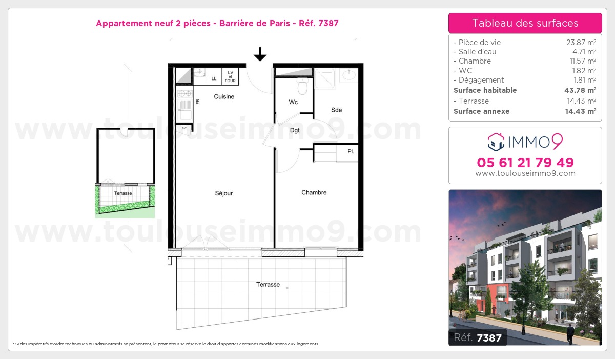 Plan et surfaces, Programme neuf Toulouse : Barrière de Paris Référence n° 7387