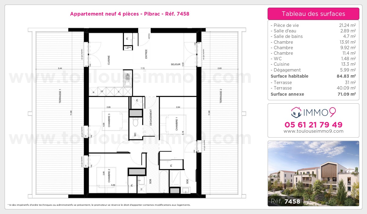 Plan et surfaces, Programme neuf Pibrac Référence n° 7458