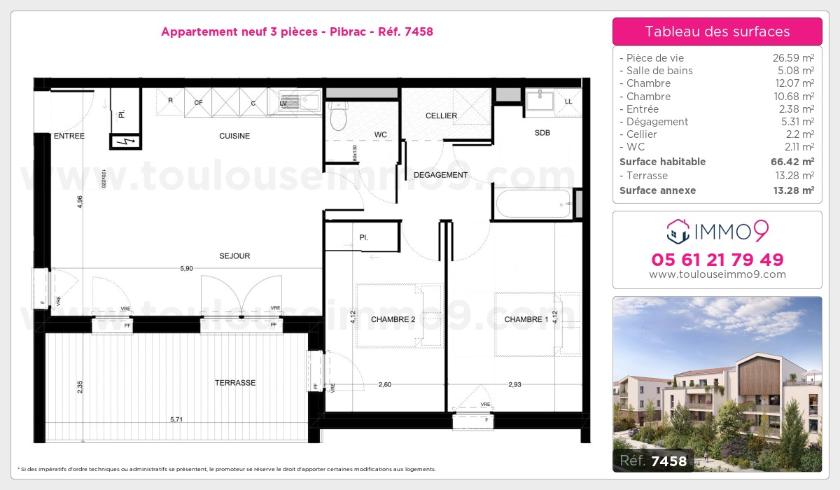 Plan et surfaces, Programme neuf Pibrac Référence n° 7458