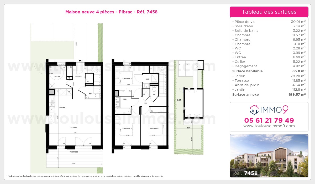 Plan et surfaces, Programme neuf Pibrac Référence n° 7458
