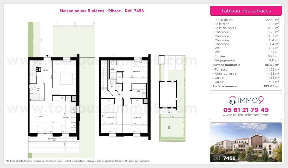 Plan et surfaces, Programme neuf Pibrac Référence n° 7458