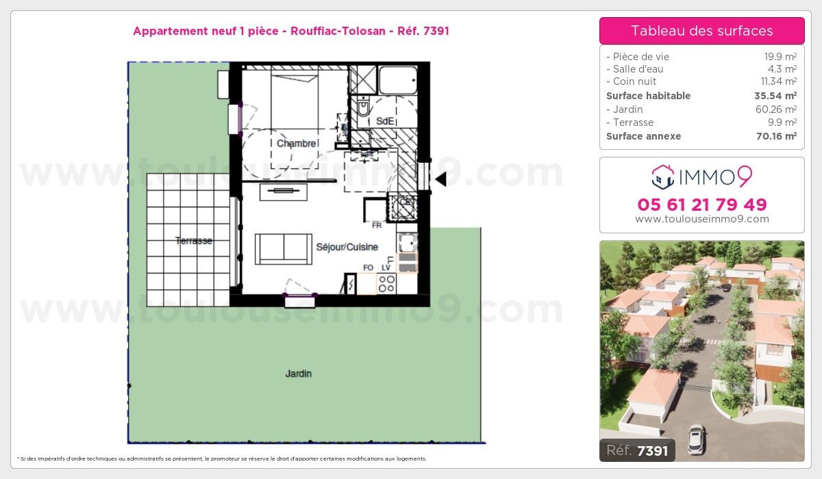 Plan et surfaces, Programme neuf Rouffiac-Tolosan Référence n° 7391