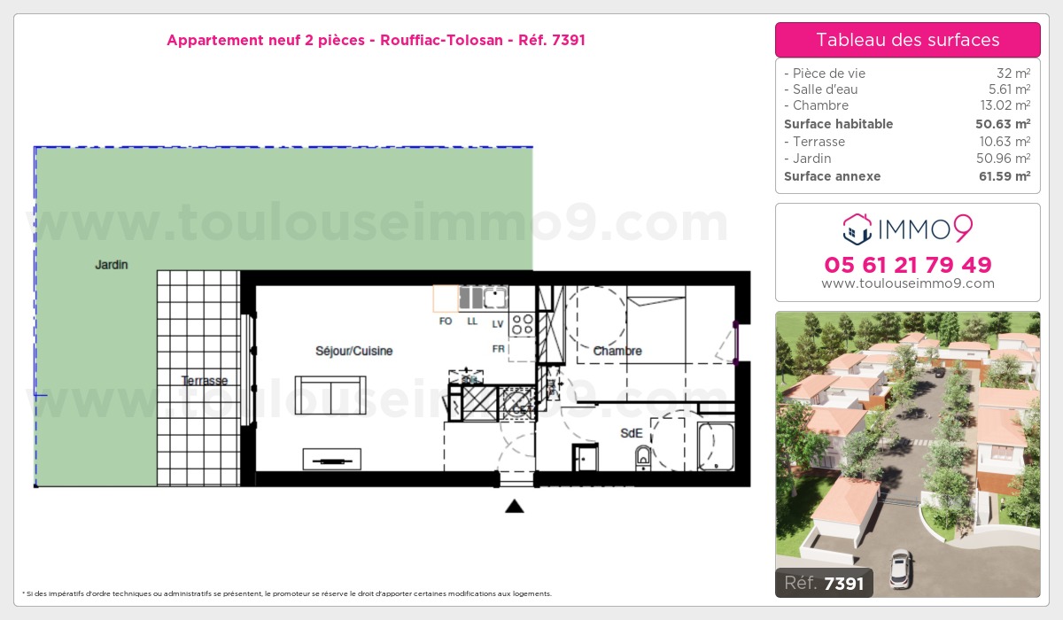 Plan et surfaces, Programme neuf Rouffiac-Tolosan Référence n° 7391