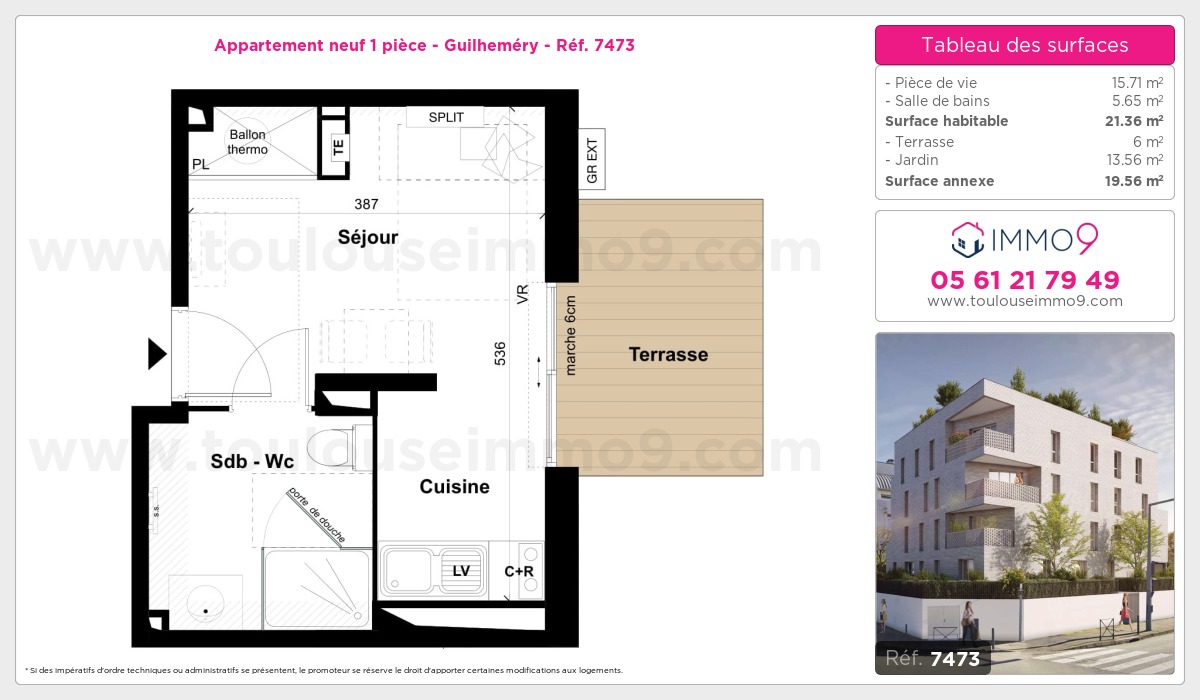 Plan et surfaces, Programme neuf Toulouse : Guilheméry Référence n° 7473