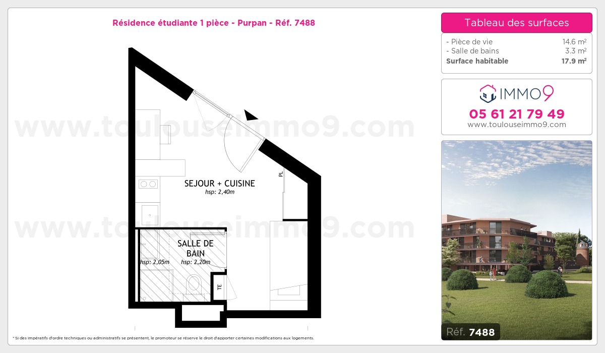 Plan et surfaces, Programme neuf Toulouse : Purpan Référence n° 7488