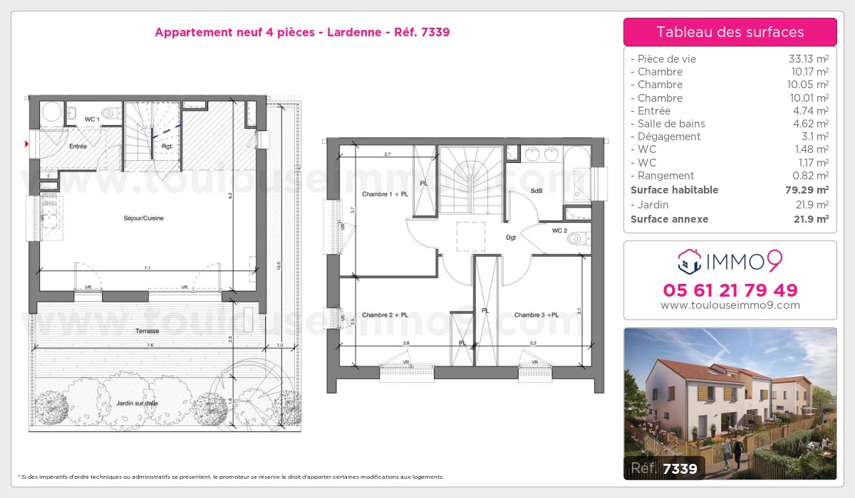 Plan et surfaces, Programme neuf Toulouse : Lardenne Référence n° 7339