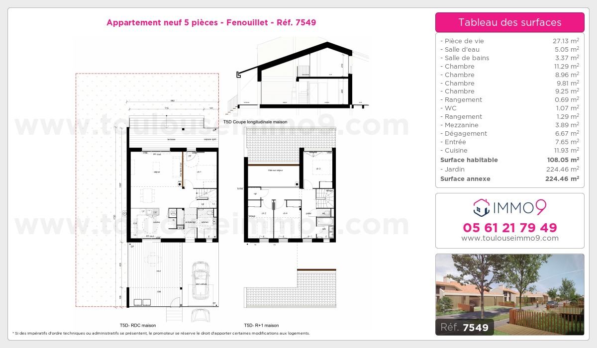 Plan et surfaces, Programme neuf Fenouillet Référence n° 7549
