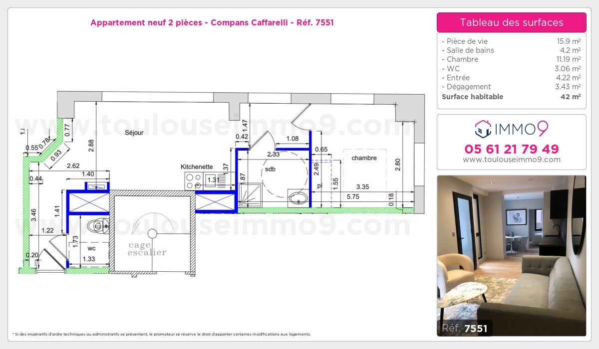 Plan et surfaces, Programme neuf Toulouse : Compans Caffarelli Référence n° 7551